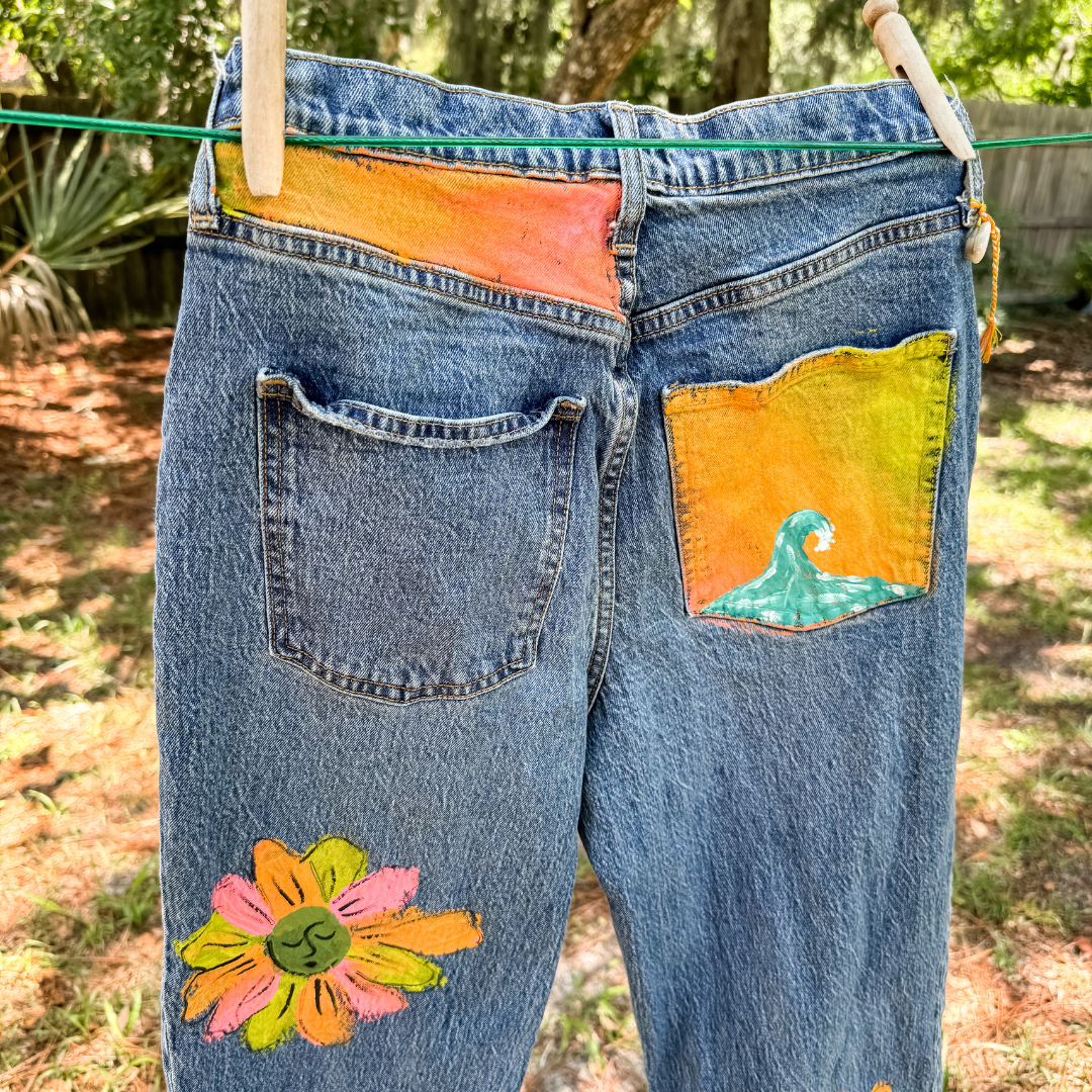 ladies hand painted denim 01