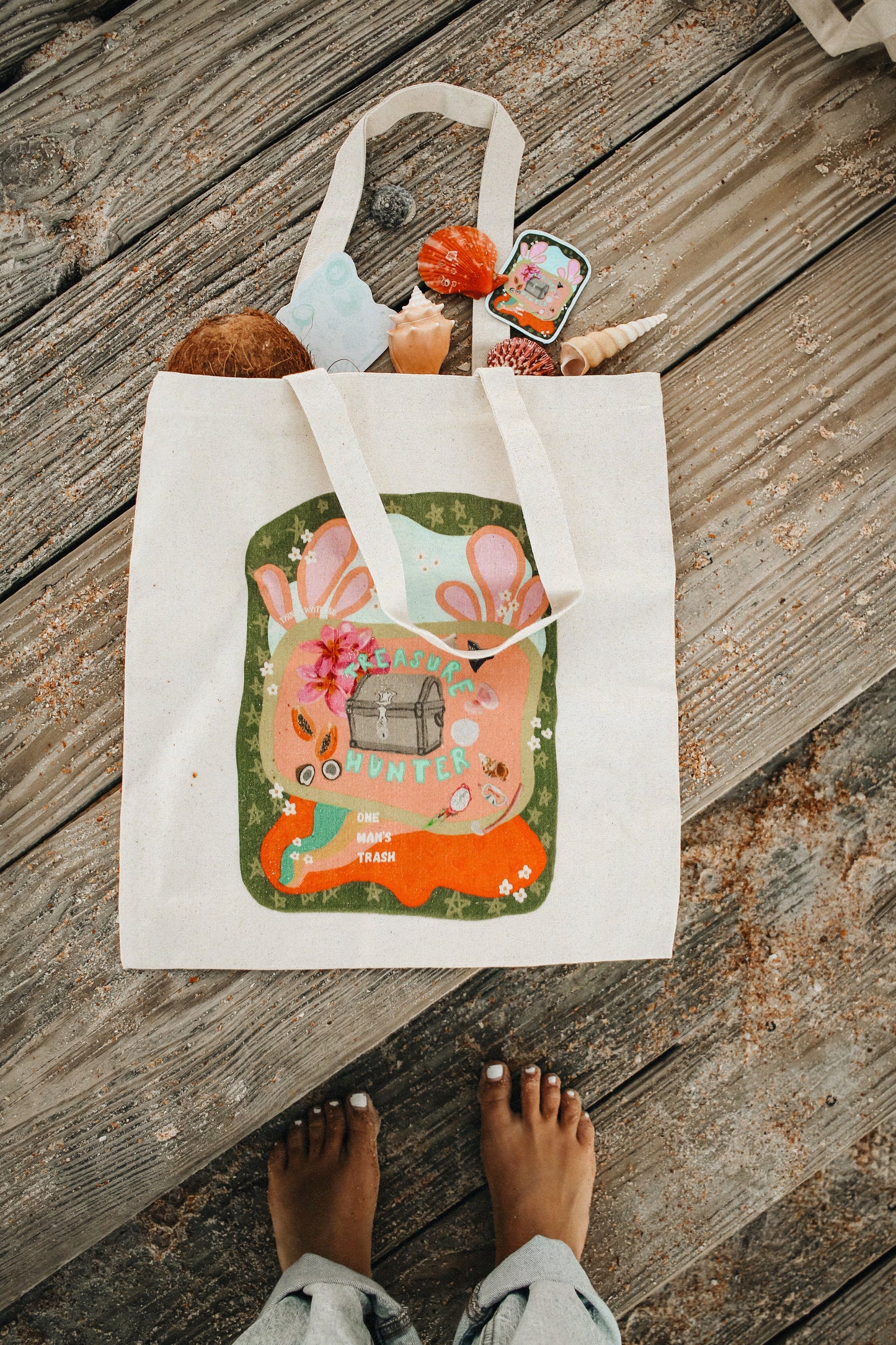 treasure hunter canvas tote