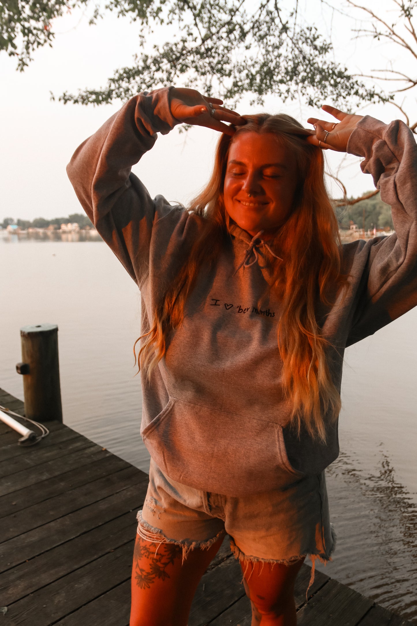 i <3 'ber months hoodie - grey