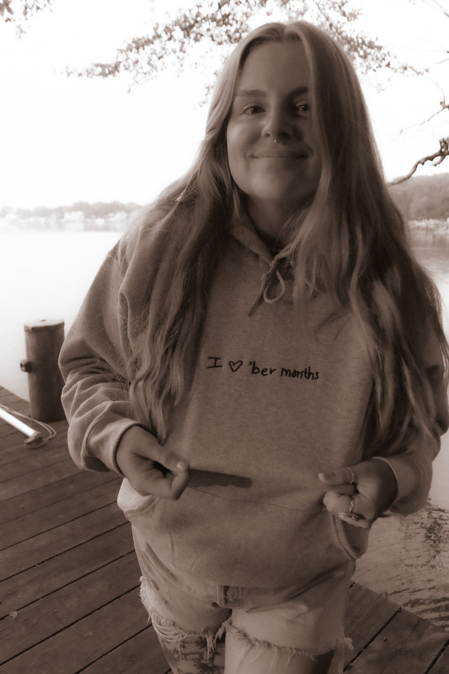 i <3 'ber months hoodie - grey